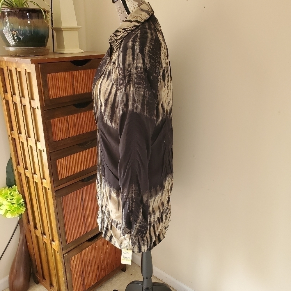 NWT Rachel Roy long bleach dyed moto jacket M - Picture 3 of 11